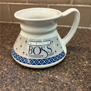 80’s Vintage Best Boss Ceramic Mug with Blue Accents